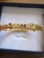 18k Gold Filled Bangle Size 8 With Intricate Designs Jewelry/bracelet