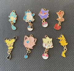 Set Of 8 Pokémon Enamel Metal Dangle Charm Pendant Set New