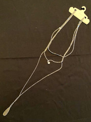 Maurice’s Silver Tone Layered Cable Chain Teardrop Charm Pendant Necklace