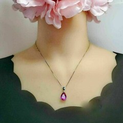 2.50Ct Pear Cut Simulated Pink Ruby Teardrop Charm Pendant 14K White Gold Plated