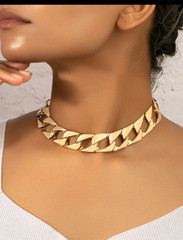 Minimalist Gold Chunky Chain Choker Necklace Women Statement Link 14″+3″ Ext