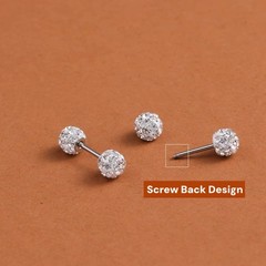 Sparkly CZ Ball Stud Earrings Screw Back Cartilage Helix Earrings for Women