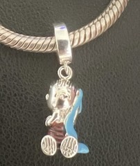 Peanuts Linus Sitting with Blanket Dangle Charm 925 Sterling Silver Enamel