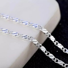Fashion 18k Gold Necklace 2MM 16/18/20/22/24/26/28/30 Inch Side Chain
