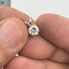Silver Tone Clear Rhinestone Solitaire Pendant Necklace Fine Link 16in