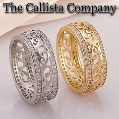 30K+ Sold LAB-CREATED RD CUT CLEAR 3A+ CZ ELEGANT GOLD ETERNITY BAND SZ 6-8