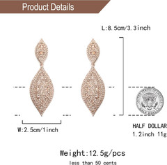 Women’S Rhinestone Crystal Wedding Bridal 2 Leaf Drop Dangle Chandelier Earrings