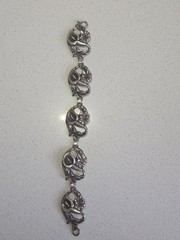 Silver Oval Link Chain Bracelet, Metal, Spring Ring Closure, No Stone