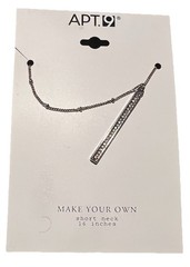 Apt. 9 Silver Tone Bar Pendant Necklace, White Crystal Accent, 16 in Chain