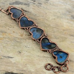 Labradorite Copper Gift For Love Electroformed Chain Adjustable Bracelet 9.0″