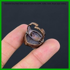 African Amethyst Rough Gemstone Stackable February Electroformed New Ring Copper