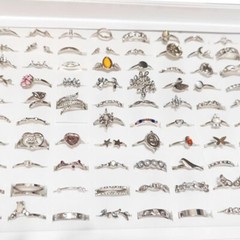 Bulk Lots 50 Antique Silver Bohemia Vintage Rings Mix Women Stone Retro Charms