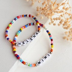 Custom Glass Bead Bracelet , Personalized Name Bracelet , Handmade Jewelry