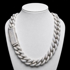 22″ VVS Moissanite Cuban Link Chain 925 Sterling Silver Iced Out Necklace