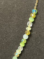 Cookie Lee Green Glass Bead & Gold Tone Leaf Necklace 14-18”