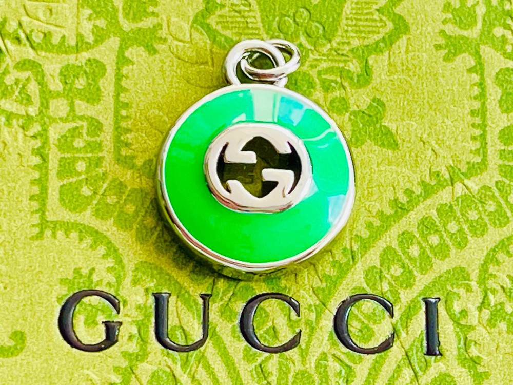 Gucci Pendant Zipper Pull silver/ green 0.8 inch stamped
