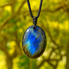 Labradorite Stone Pendant Natural Healing Crystal Amulet Necklace Gift for Women