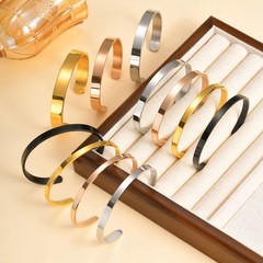 3–10mm Stainless Steel Open Cuff Bangles Unisex Glossy Bracelets Set