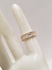 Emerald Cut Cubic Zirconia 18k Gold Plated Ring Size 7