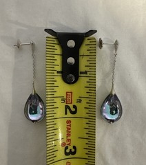 Baccarat Earrings Fleur De Psydelic Stem Drop Blue Sterling HTF