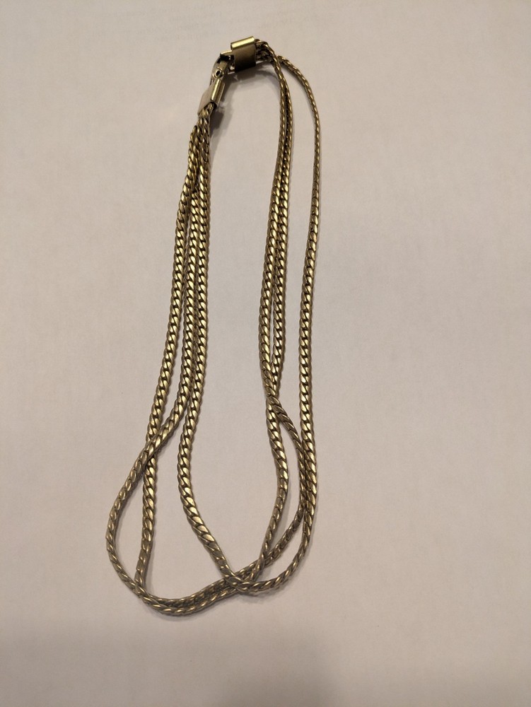 Brookcraft Gold Tone Multi-Strand Curb Link Chain Necklace Box 6″ Clasp