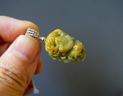 Certified Natural Untreated Grade A Jadeite Jade Brown Dragon Pendant 2052