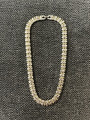 Vintage Two-Tone Silver & Gold Tone Bar Link Chain Necklace Metal Box Clasp