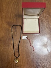 Baccarat Blossom Iris Pendant Gold Crystal Flower Black Cord Choker With Box