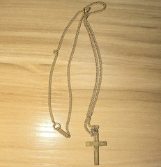 Gold Filled 1/20 14K GF Engraved Cross Charm Pendant Rope Chain Necklace