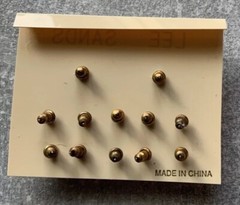 LEE SANDS Gold Tone Interchangible 6 Semiprecious Gemstones Pierced Earrings