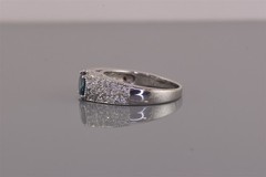 Sterling Silver Blue & White Topaz Clustered Accented Band Ring 925 Sz: 10