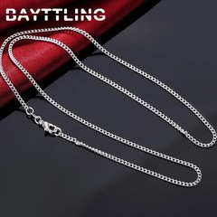 Link Chain Necklace 925 Sterling Silver 2mm 16-30in Adjustable Men Jewelry