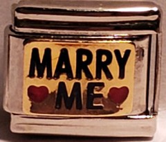 MARRY ME W/ RED HEARTS Enamel 9mm Charm Stainless Steel