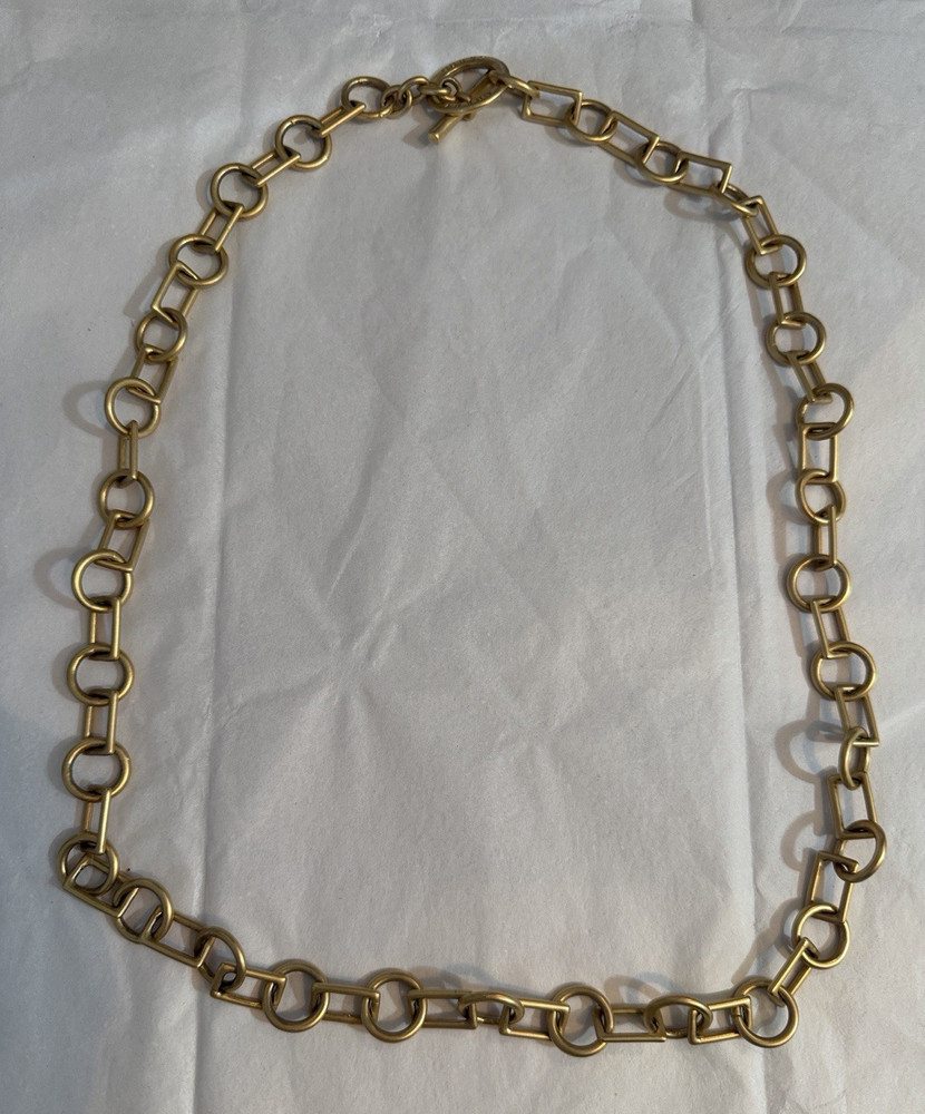 DKNY Gold Tone Brass Chain Link Necklace/Belt Mixed Round and Rectangular Links