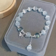 Charming Glass Cat’s Eye Star Butterfly Bracelet Stretchable about 7-8 inch