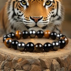 Triple Protection 10MM Bead Tiger Eye Obsidian Hematite Man’s Stretch Bracelet