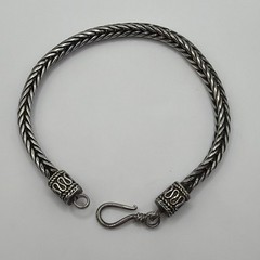Men’s 925 Sterling Silver Foxtail Chain Bracelet Braided Wheat Link
