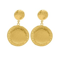 Plain Brass Dangles Handmade 18k Gold Plated Mayan Majesty Stud Earrings For Her