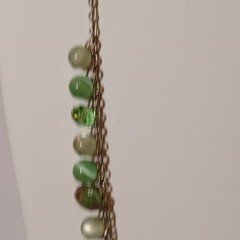 Croft & Barrow Green Bead Necklace Simulated Crystal AB, Moonglow, Lampwork