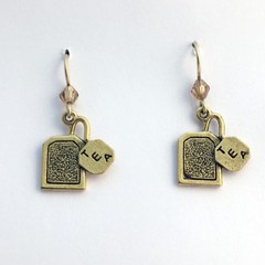 Gold tone Pewter & 14k gf tea bag dangle Earrings- tea lover- teabag, tea bags