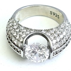 3.2 CT Round Cut 14k Gold 925 Solid Simulated Sapphire Pave Women’s Ring
