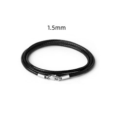 Black Rope Leather Cord Chain Necklace Stainless Steel