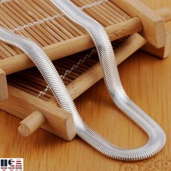 Solid 925 Sterling Silver Italian Flexible Flat Herringbone Chain Necklace Party