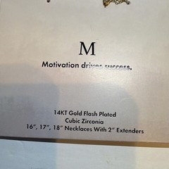 Believe by BRILLIANCE M Letter Layered Necklace CZ 14K Gold Flash 16-18in