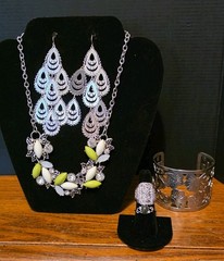 Green And Silver Costume Jewelry Set