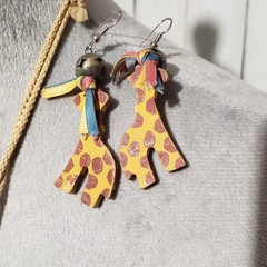 Noah’s Ark Statement Necklace Earrings Set Wooden Painted Religious Christian