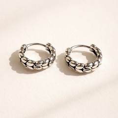 925 Sterling Silver Chunky Hoop Earrings,Textured Huggie Earrings for women 146
