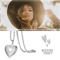 Stainless Steel Pendant Necklace Heart Locket Photo Picture Pendant Chain Gift