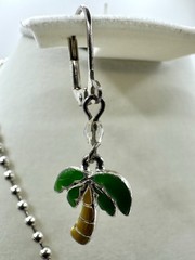 🌴 Cookie Lee Beach Flip Flop Palm Tree Necklace & Dangle Earrings Set