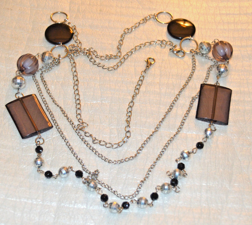 Smoky Purple, Black & Silver Tone Necklace #jewelry #fashion #necklace